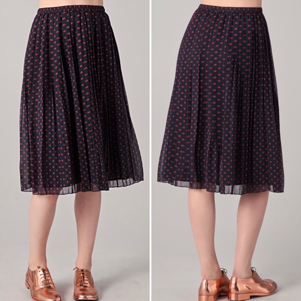 Madewell Judy Polka Dot Pleated Chiffon Skirt